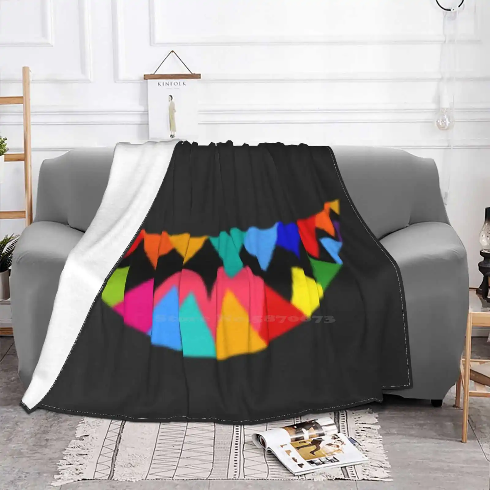 Lgbtq Rainbow Mouth Teeth Pride Gay Homosexual Lesbian . Shaggy Throw Soft Blanket Sofa / Bed / Travel Love Gifts Rainbow Teeth