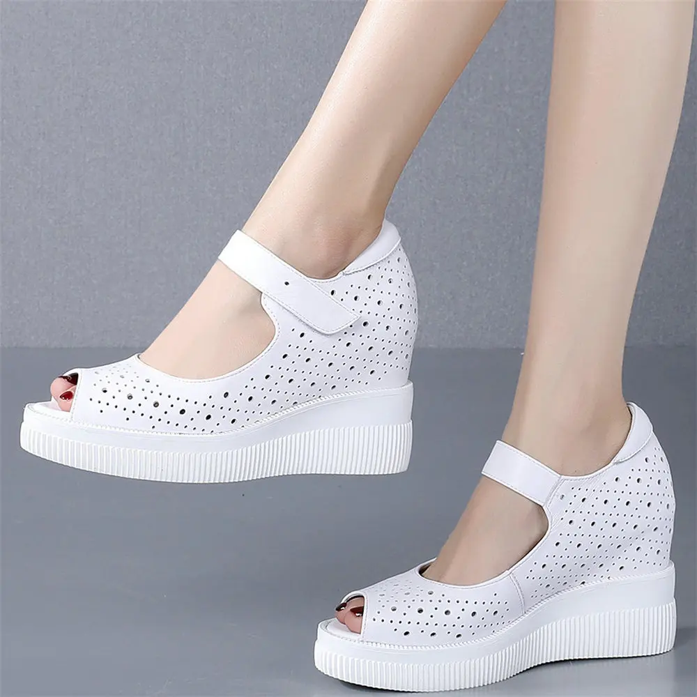 

Summer Mary Janes Women Genuine Leather Wedges High Heel Gladiator Sandals Female Peep Toe Platform Pumps Shoes Casual Shoes