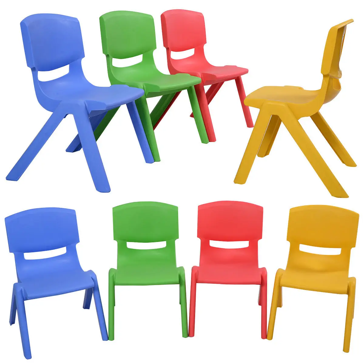 Chaises empilables en plastique pour enfants, meubles colorés, jeu et apprentissage, nouveau, ensemble de 8