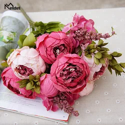 Petit bouquet de fleurs de pivoines artificielles, fausses fleurs, fête à la maison, Noël, décoration de mariage, 8 têtes