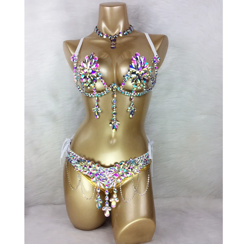 

Samba Carnival Wire Bra & Panty & belt Set Hand Made 4 Piece Belly dancing costume WIRE BRA clothes