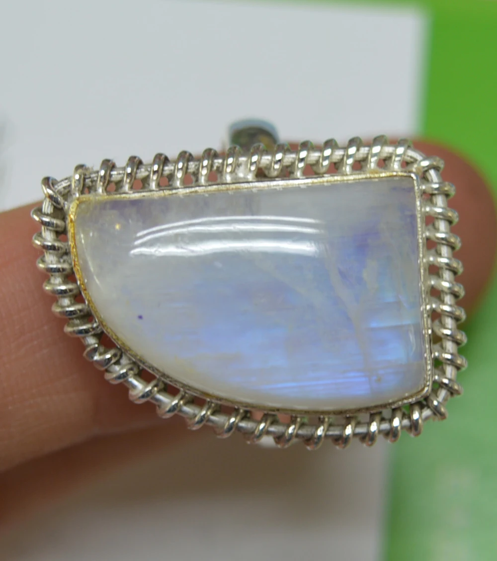 

Genuine Blue Fire Moonstone Ring 925 Sterling Silver,USA Size : 9.5, MHBAR3314