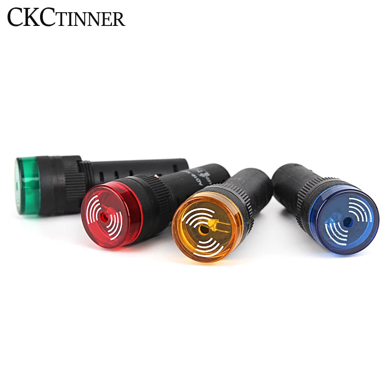 1pcs AD16-16SM Panel Mount 16mm Buzzer Beep Alarm Indicator light 12V 24V 220V Flash Signal Light led buzzer Green Blue Yellow