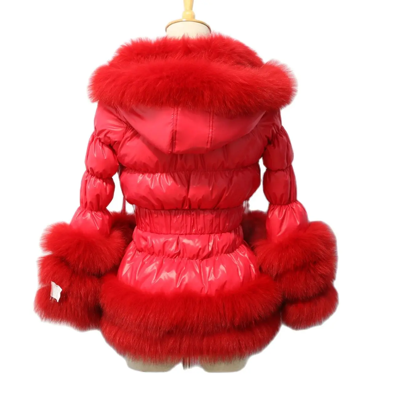 Custom Women and Kids Size Puffer Jacket  With Detachable Sleeves And Hoods Ladies Fur Down Coat