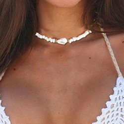 17KM Bohemian Natural Shell Choker Necklace for Women Girls Fashion Summer Beach Charm Seashell Beads Choker Necklaces Jewelry