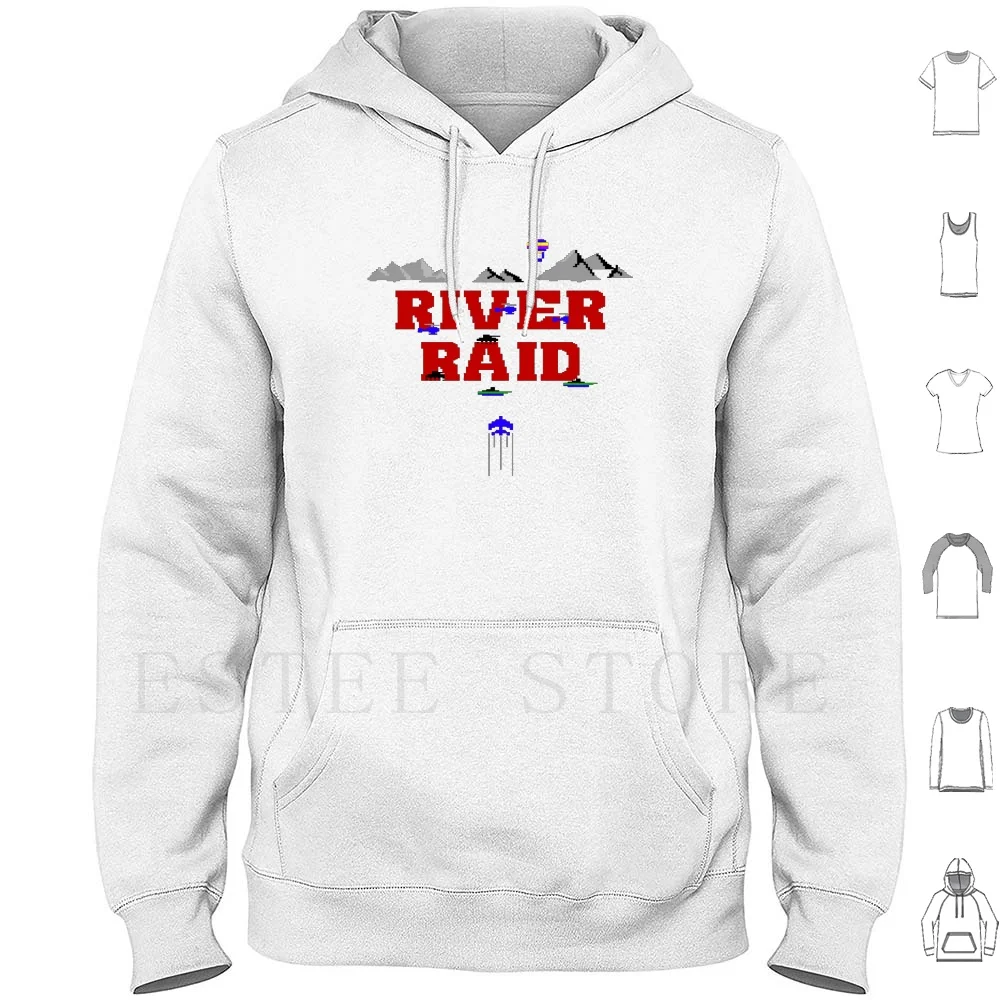 River Raid Hoodie Long Sleeve Commodore C64 Retro Classic Pixel Game Computer Video River Raid Fighter Shooter Pilot
