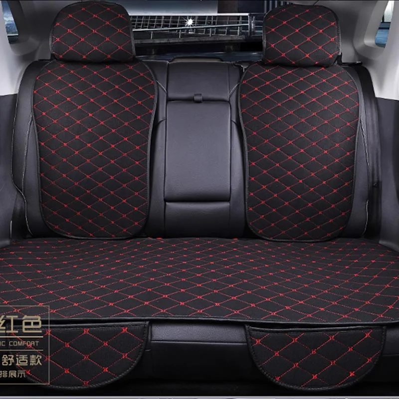 

Rear Car Seat Cover Universal Flax Car Back Seat Cushion with Backrest Cap Four Seasons Interior Auto Chair Seat Carpet Mat Pad