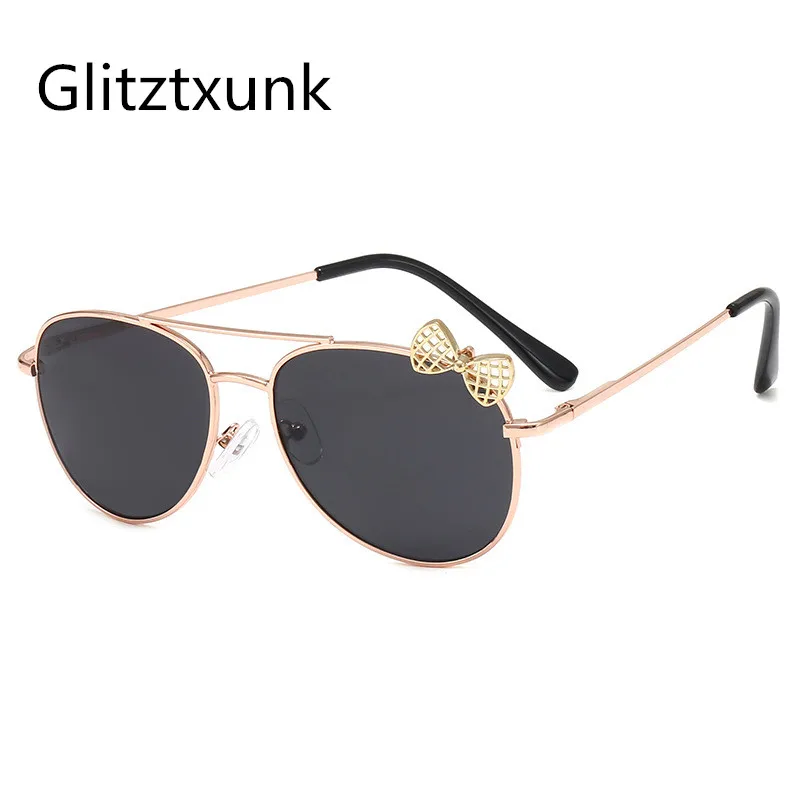 Glitztxunk Sunglasses Children Fashion Girls Boys Metal Frame Kids Glasses Outdoor Goggles Eyewear Cute Style Sun Glasses UV400