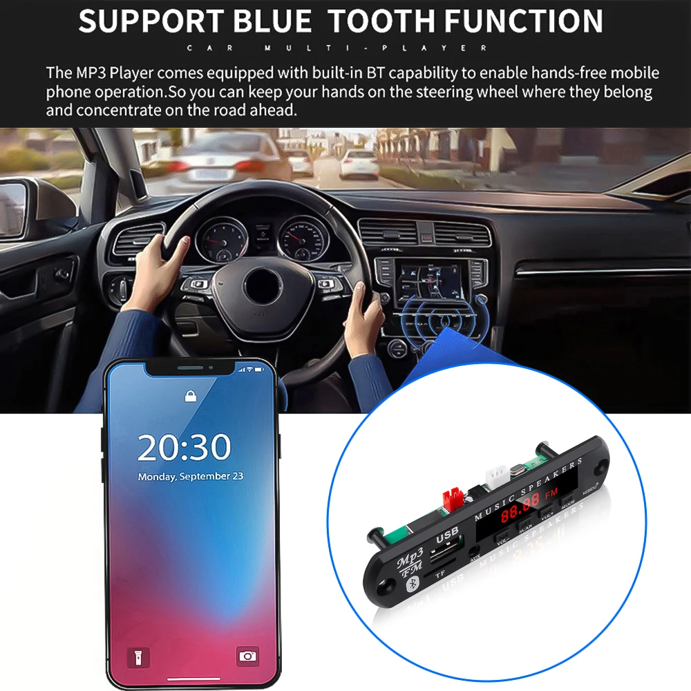 9V-12V MP3 Decoder Board Audio Module USB SD TF WMA WAV Radio FM Bluetooth 5.0 Wireless Music Car MP3 Player With Remote Control