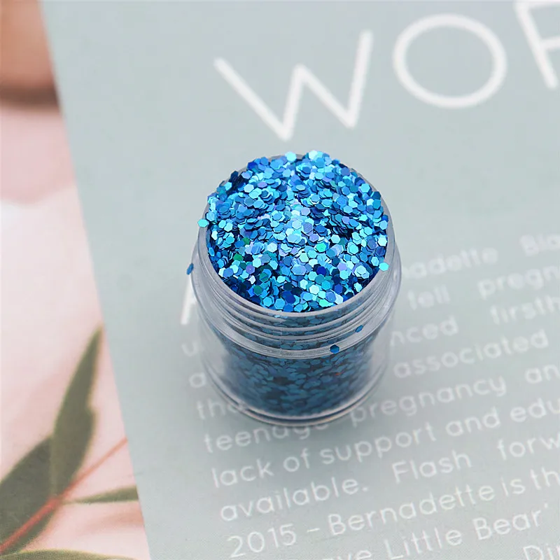 10ml 1mm Laser Hexagonal Sequins Pure Color Sequins Shiny Nail Polish Powder Flaky Nail Art Sequins Nail Patch Jewelry Material