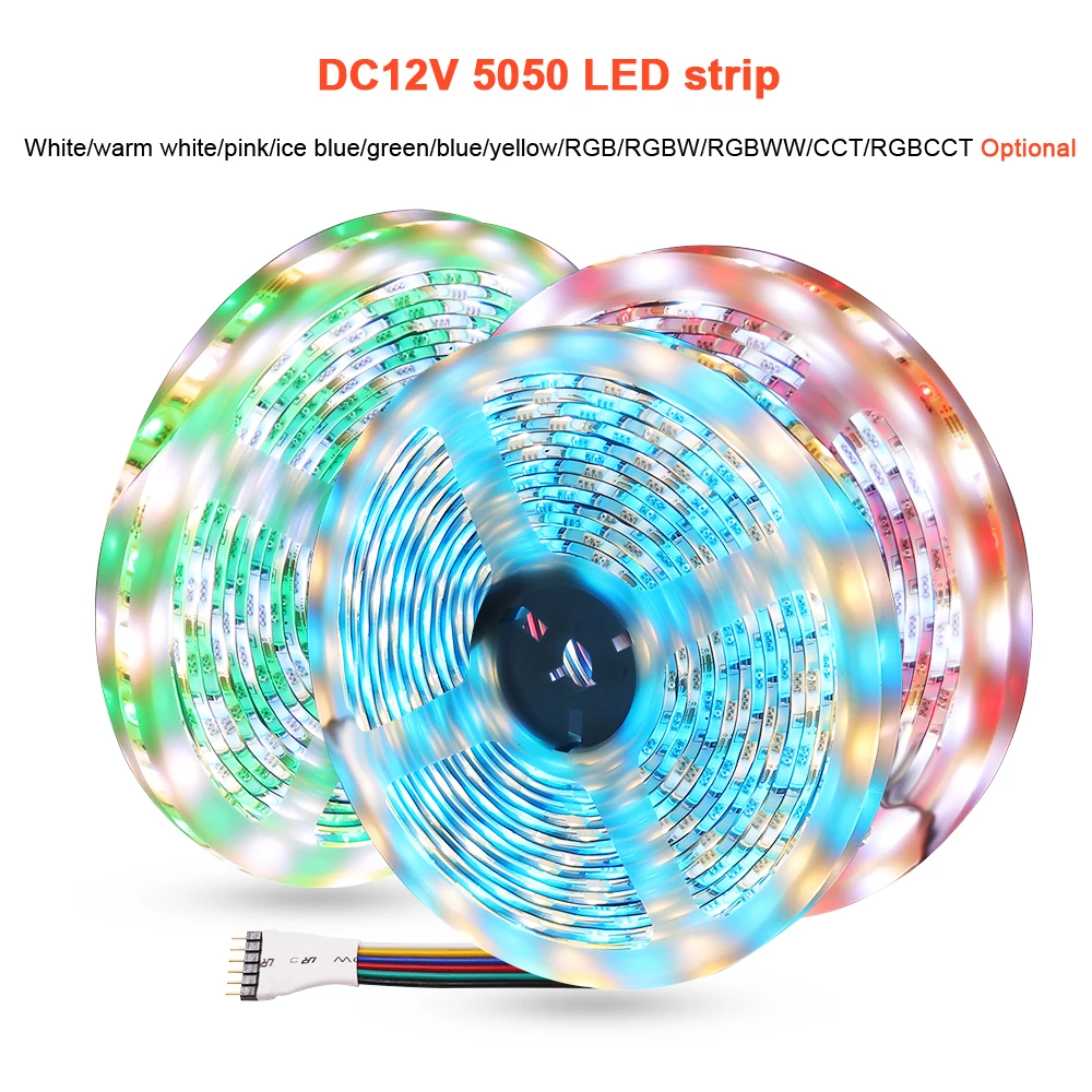 LED Strip 5050 12V Flexible LED Light RGB CCT RGBCCT RGBWW 5m 300LEDs 60LEDs/m DC12V 5m/lot Waterproof Tape Lights Strips