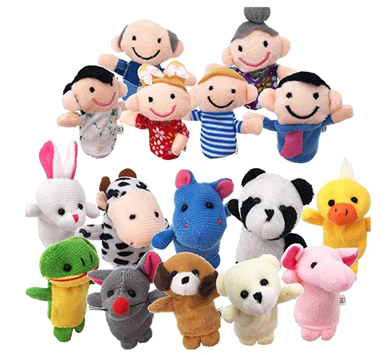 Juguete de peluche para bebé, marionetas de dedo, accesorios para contar historia, 10 piezas, animales o 6 piezas, juguetes familiares para niños, regalo para niños GYH