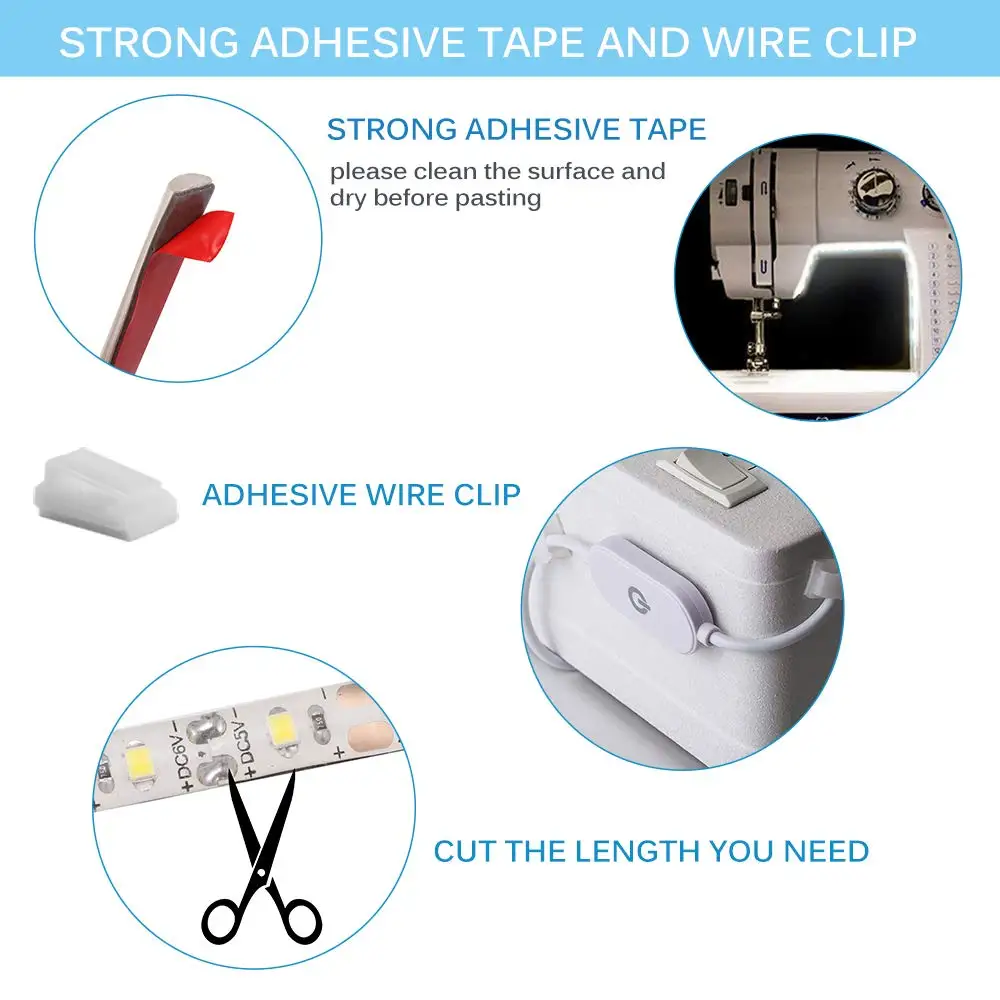 Super bright Waterproof 30cm 50cm USB Sewing Machine LED Light Strip With Touch Dimmer Industrial Machine Working LED Lights