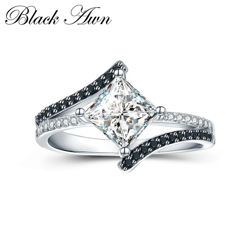 Black Awn 2024 New Classic Wedding Rings for Women Silver Color Fashion Jewelry Trendy Engagement Bague C015