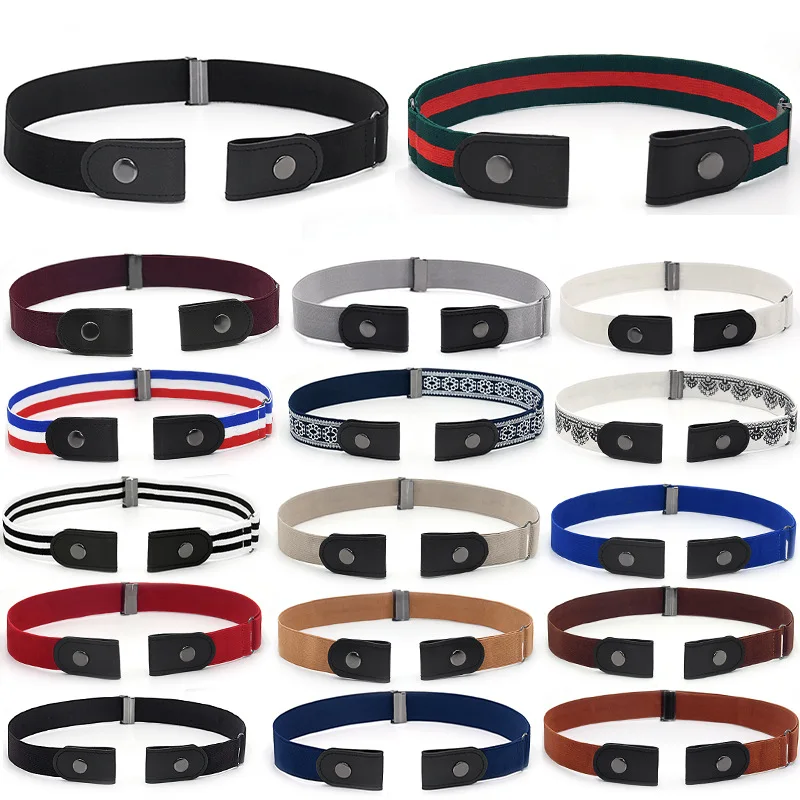 New Fashion Black White Red Blue Gray Men's Women's Children's Belts with Snap Adjustable Elastic Waist Belts