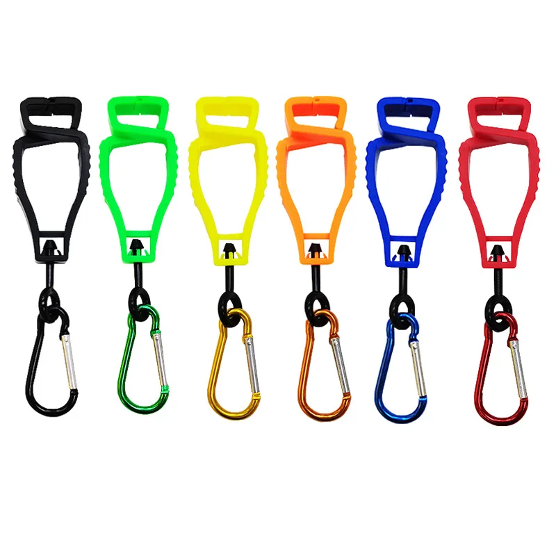 10pcs Lot Plastic Metal Alloy Work Glove Clip Working Gloves Hanger Clamp With Keychain Safety Labor Supplies