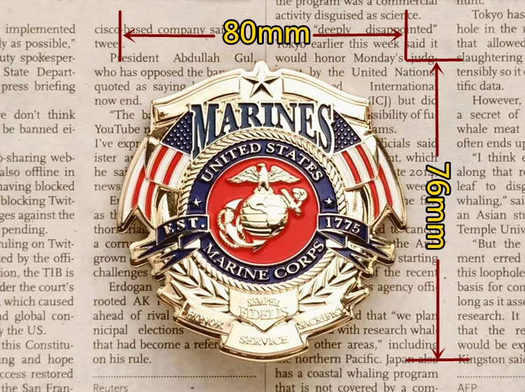 USA Brass Badge Air Force Army Marine Navy Warrior Metal Large Medal Brooch Pin Buckle for Clothes Vest Hat