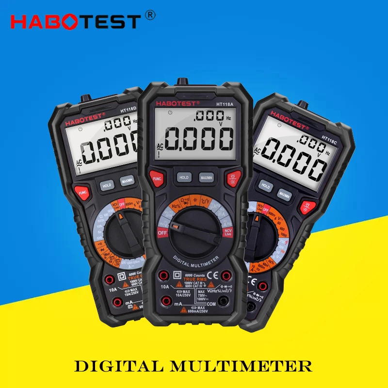 HABOTEST HT118A Multi Function Automatic Digital Multimeter With True RMS 6000 Counts HT118C/D Manual Range Multimeter