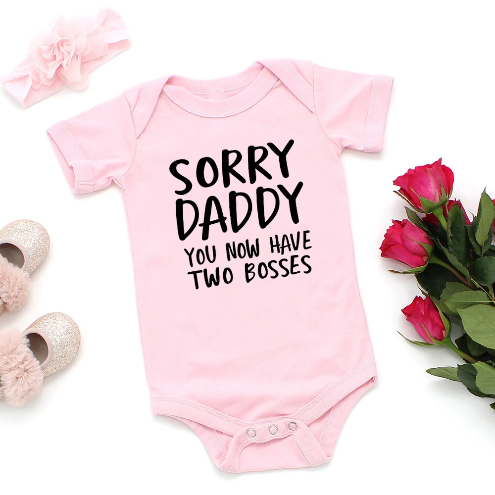 Sorry Daddy You Now Have Two Bosses print Baby Rompers Summer Baby Clothing Infant Newborn Body Baby Boy Girl Clothes Jumpsuit