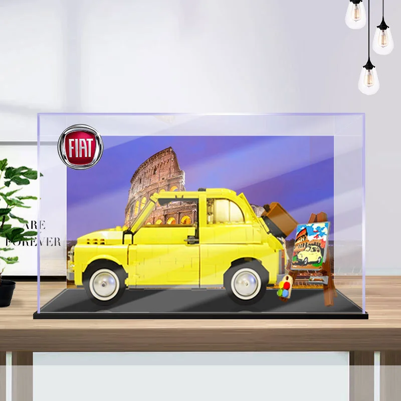 Acrylic Display Box For 10271 Fiat 500 Dustproof Clear Display Box Showcase Kid‘s Xmas Gift Not Include The Model