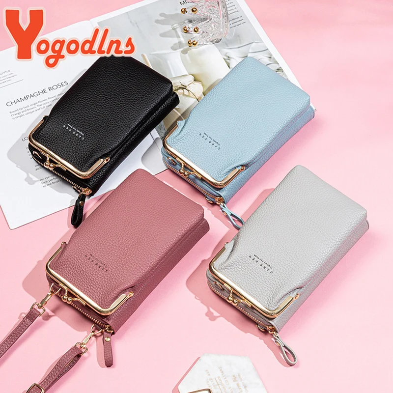 Yogodlns moda małe torby typu Crossbody kobiety PU skórzana torba na ramię dziewczęca torebka z klapką telefon torebka na zamek błyskawiczny Bolso