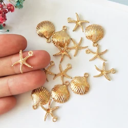 20Pcs Starfish Shell Charms Dangle Gold Color Zinc Alloy Pendants Jewelry Diy Material Accessories Earring Bracelets Floating