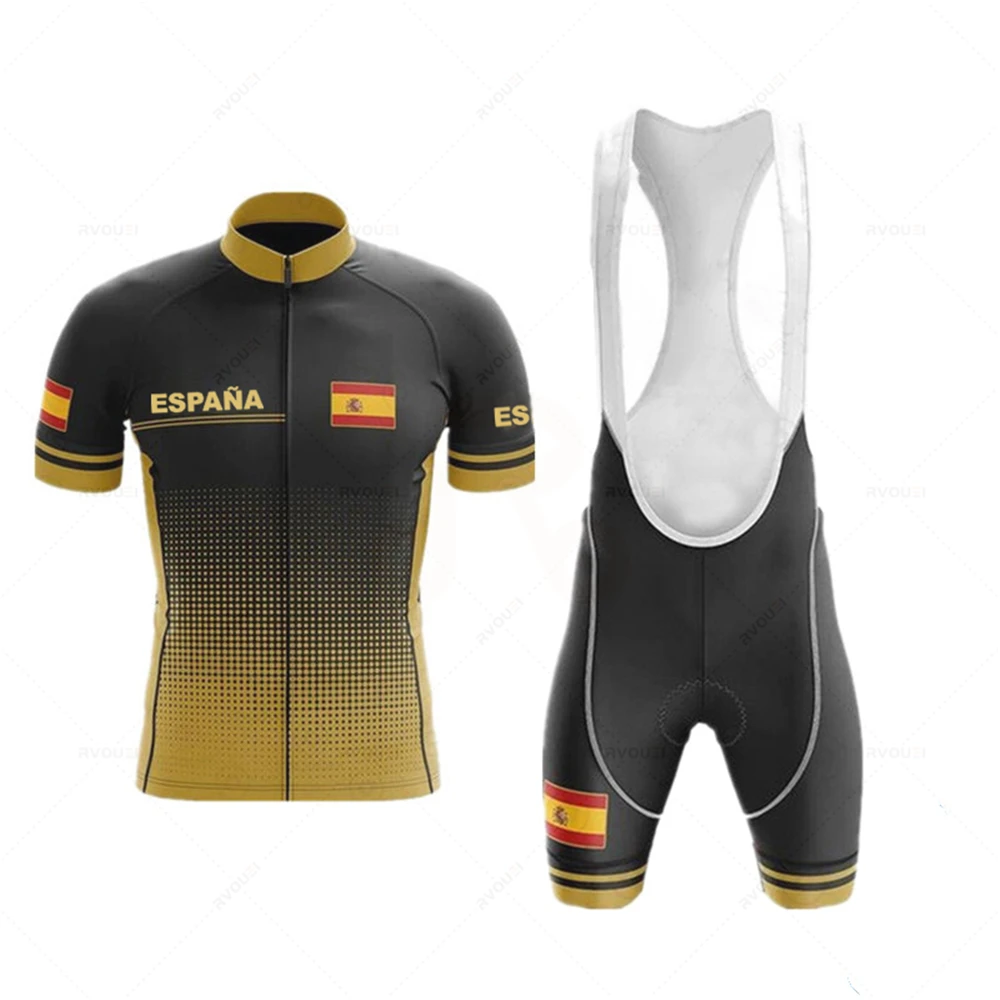 2023 Mens Spain Pro Team Short-sleeved Cycling Jersey Suit Bib Bicycle Set Uniform Maillot Ciclismo Hombre Verano 2022 Jumpsuit