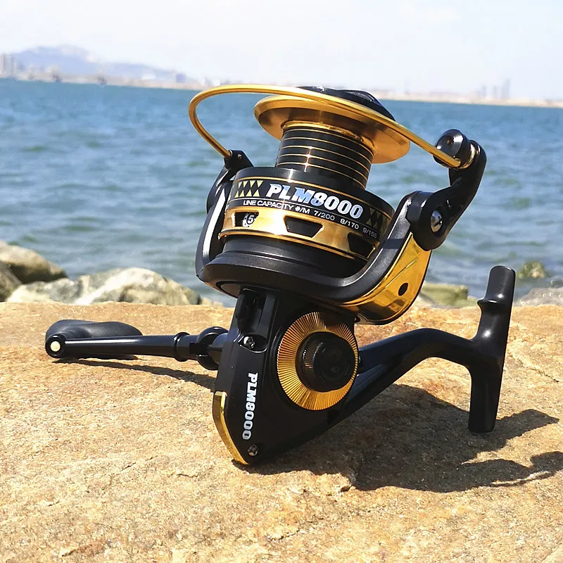 PLM2000/6000/8000 spinning fishing reel metal handle big spinning reel ball bearings 6 reel left hand right hand sea water reel