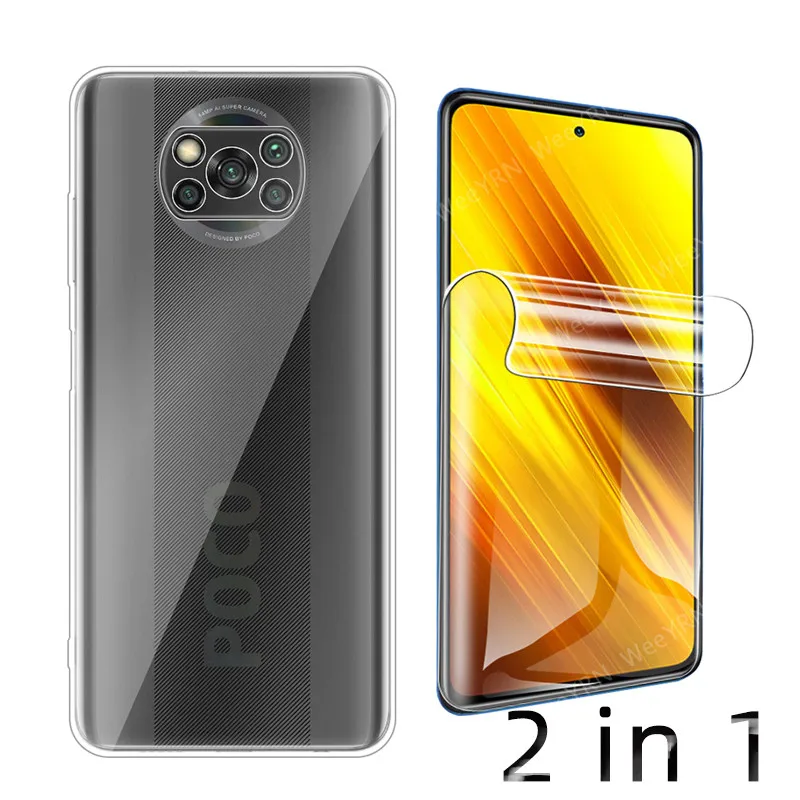 PocoX3 Poco X 3 custodia trasparente sottile pellicola idrogel custodia morbida per telefono per Xiaomi PocoX3Pro Poco X3 Pro NFC Cover protettiva