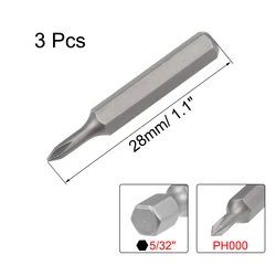 3pcs PH000 Phillips Screwdriver Bits 5/32Inch Hex Shank Cross Screwdriver Bit Set 28mm S2 Repairing Head Tools набор отверток