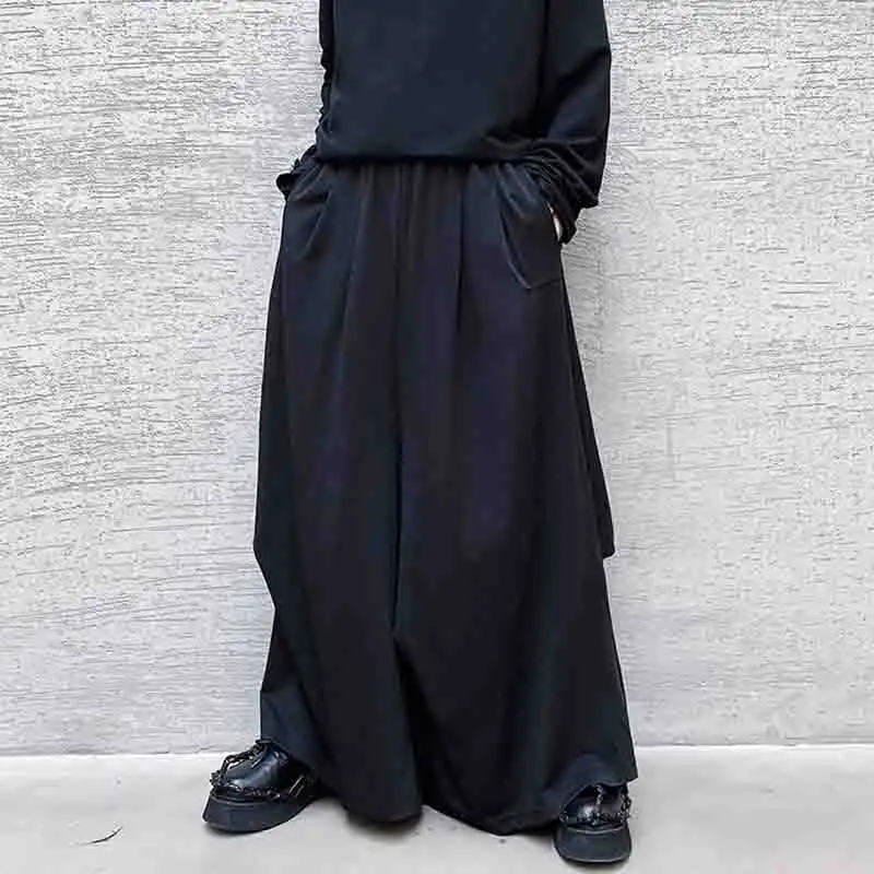 Black Men\'s Pants Large Wide Leg Pants 2021 Autumn New Loose Men\'s Wide Leg Solid Color Casual Skirt Loose Casual Large Wide