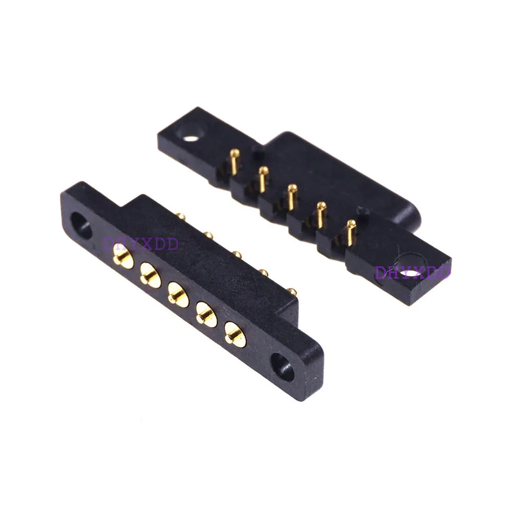 1Pair Spring Loaded Connector Pogo Pin 2 3 4 5 Pin 2.8MM 2.54MM Pitch PCB Vertical With Plug-in Panel Mount Single Row Strip