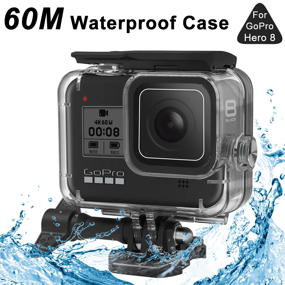 Custodia impermeabile da 60m per GoPro Hero 8 custodia subacquea nera custodia protettiva per immersione per accessori per fotocamere Go Pro 8