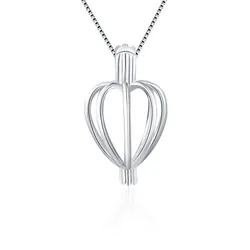 CLUCI Silver 925 Simple Heart Shape Pearl Pendant for Women Necklace Making 925 Sterling Silver Jewelry Pearl Locket SC010SB