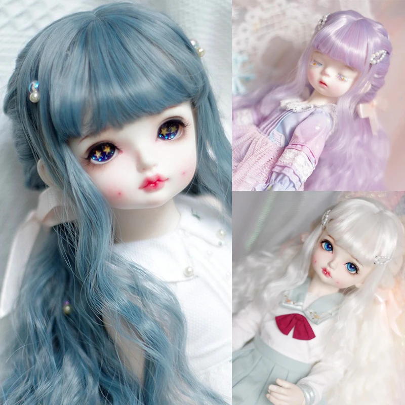 

D03-P596 children toy BJD DD SD MSD 1/6 1/4 1/3 doll's Photo props Accessoriess purple blue Braided double braid ponytail 1pcs