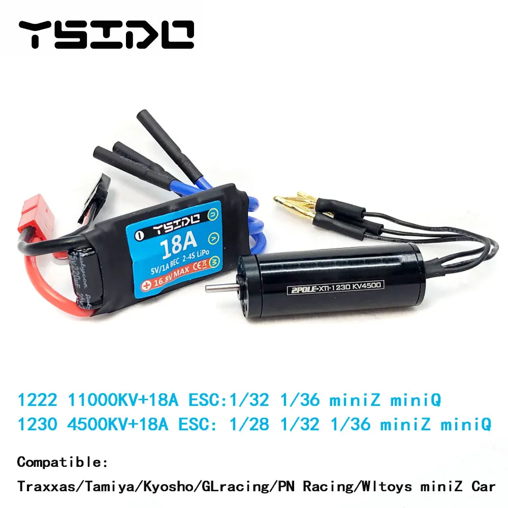 

YSIDO 1222 1230 4500KV 11000KV Brushless Motor 18A ESC for Kyosho Tamiya GLracing PNracing 1/28 1/32 1/36 miniZ miniQ RC Car