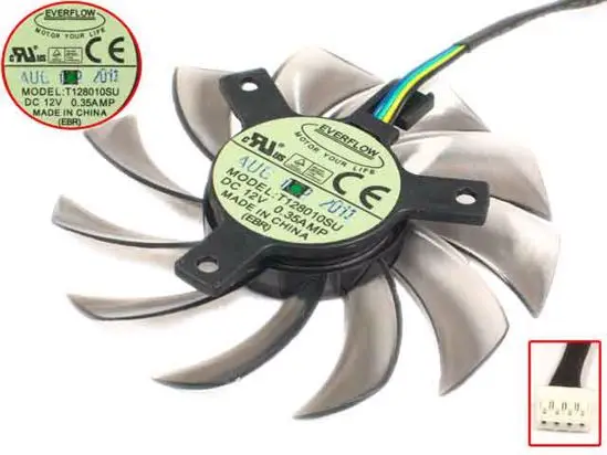 Everflow T128010SU Server Cooling Fan DC 12V 0.35A, Dia. 75mm C/C 39mm 4-Wire