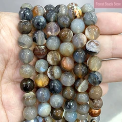 Natural Smooth Faceted Brown Dream Dragon Veins Agates Round Beads Diy Ring Bracelet Earrings Jewelry Making 15'' Strand 10mm