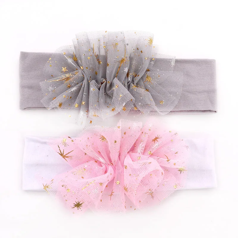 Newborn Baby Girls Metaillc Star Princess Crown Cotton headbands Soft Toddler Kids girl Floral hair accessories Baby Turban