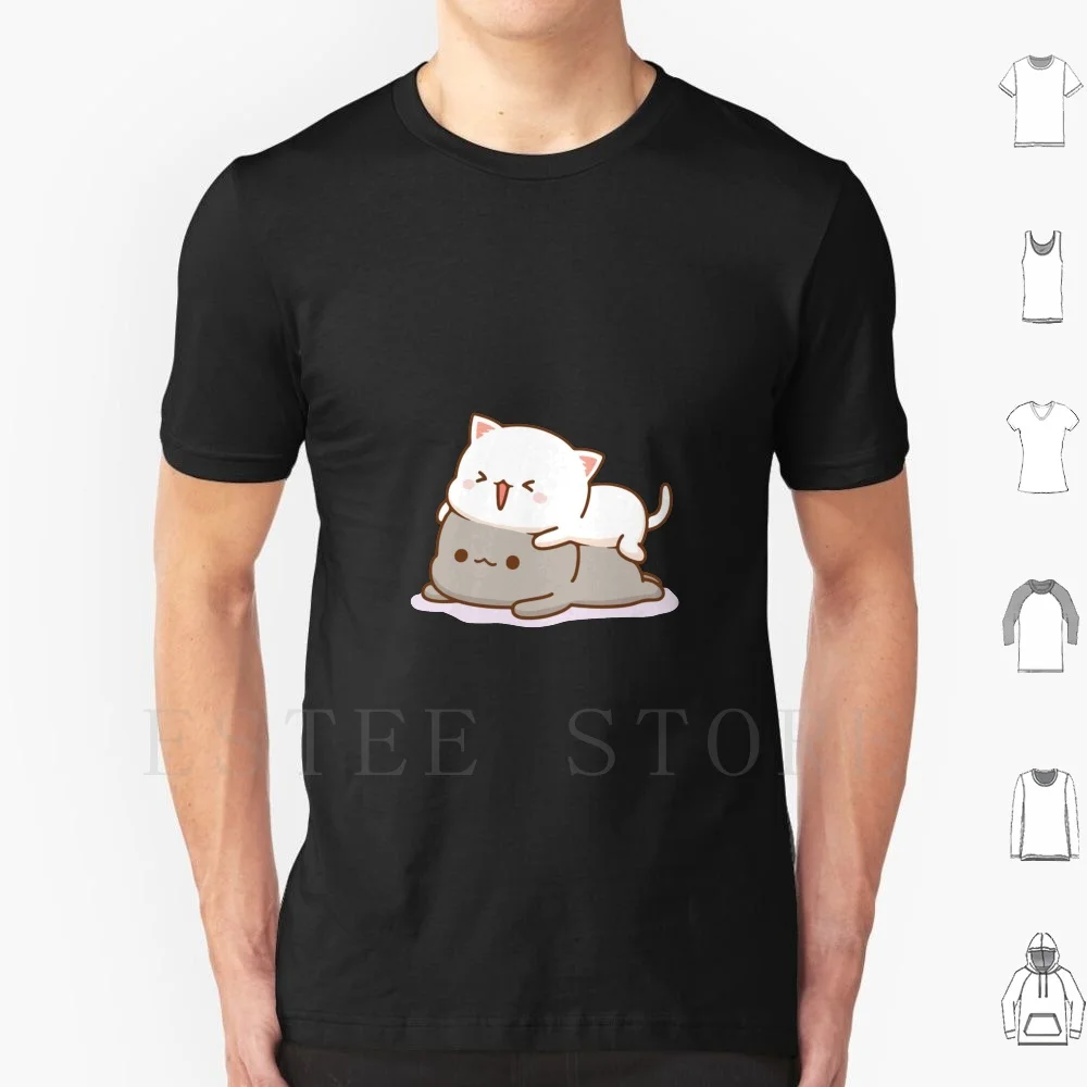 Peach And Goma Mochi Cat Playful T Shirt Men Cotton 6xl Peach Cat Goma Mochi Cat Kitty Cute Romantic Kawaii Boyfriend