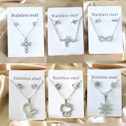 серьги Stainless Steel Jewelry Animals Cross Pendant necklace earrings Sets For Women Gold Color 2021 Trendy Wholesale