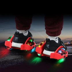 Chaussures de patin à roulettes à talon de roue pour enfants, lumière clignotante LED, roues chaudes réglables, sport, coloré, petit tourbillon, sangle de poulie, IA32