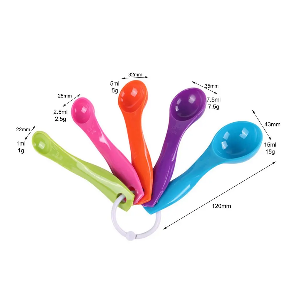 5 Pcs/Set Kitchen Measuring Cup Rainbow Color Stackable Combination Measuring Cup Tools 5-Piece Kitchen Accessories Tools