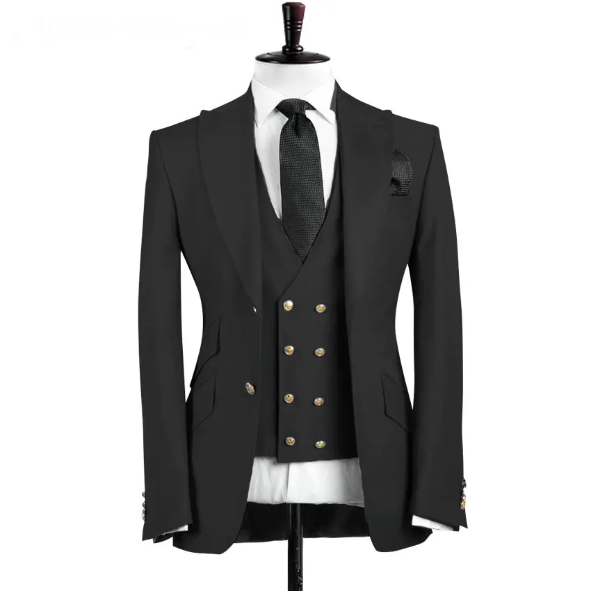 

New Arrival Groomsmen Ivory Groom Tuxedos Peak Lapel Men Suit Wedding Best Man Blazer ( Jacket+Pants+Vest )