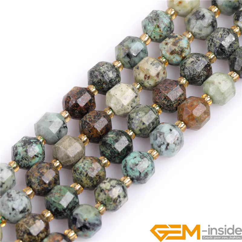 8/10/12mm Bicone Hand Faceted Burmese Jades Turquoises Natural Beads For Jewelry Making Adults Bulk Full 15\