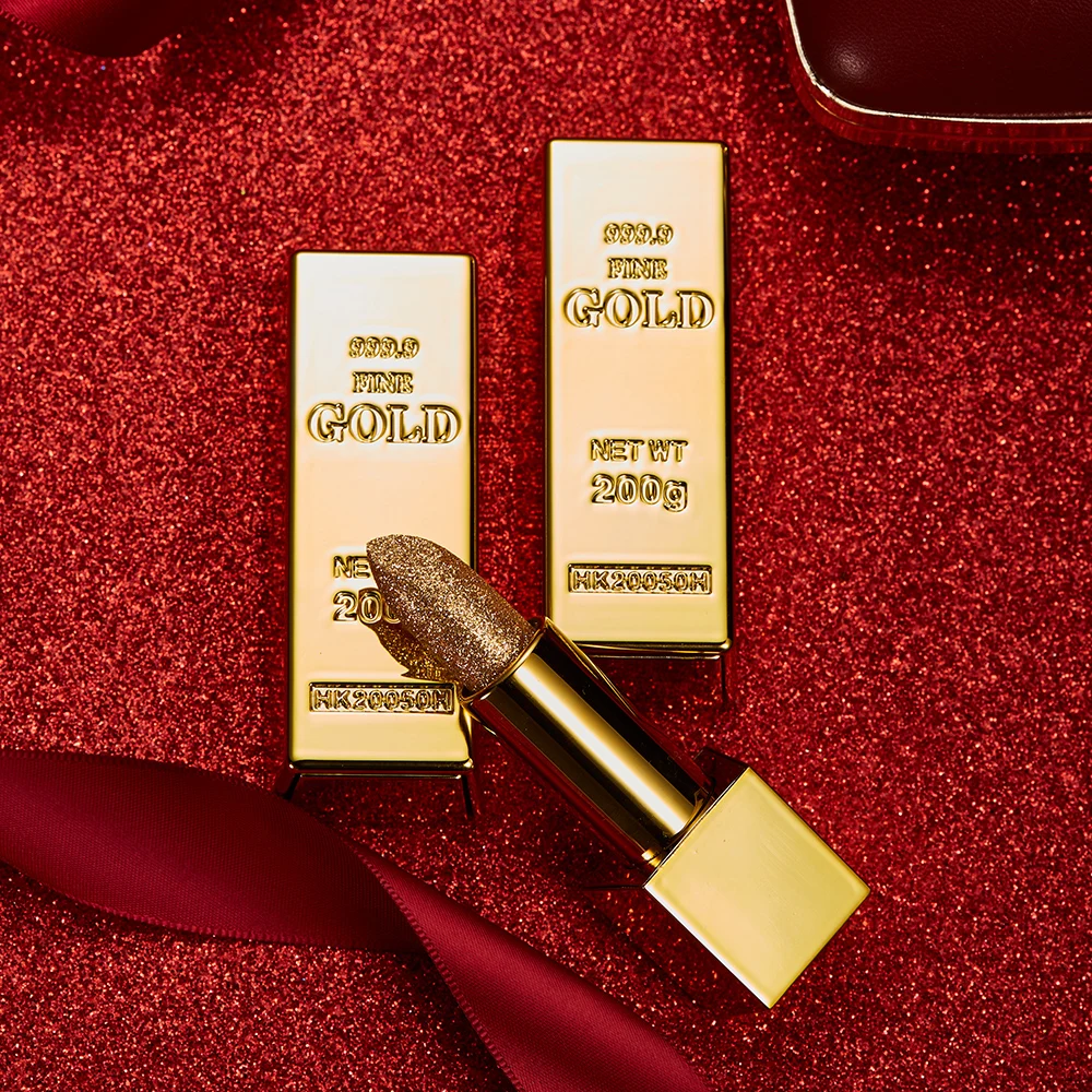 Gold Brick Lipstick Waterproof Pigment Lips Makeup Semi Velvet Creative Lip Stick Cosmetic