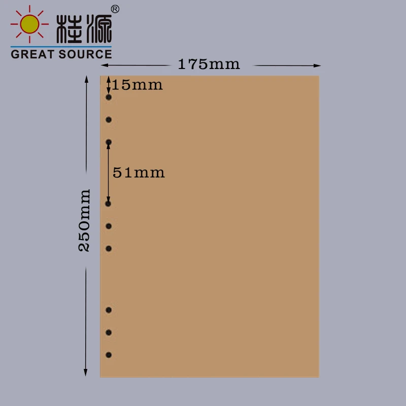 MQQ Filofax B5 Loose Leaf Notebook 9 Ring Binder Refill Paper Journal Refillable Folder Paper Kraft Notebook Paper Dotted （2PCS）