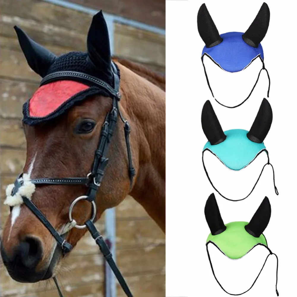 Horse Care Horse Riding Breathable Meshed Horse Ear Cover Equestrian Horse Equipment Fly Mask Bonnet Net Ear Masks Protector