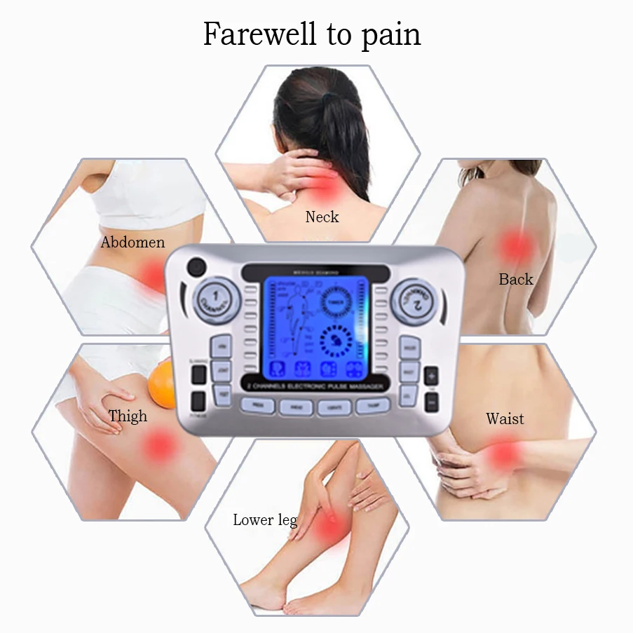 Electric Pulse Massager Tens EMS Muscle Stimulator 12Modes Digital Therapy Machine Massager Pain Relief Tool Health Care Machine