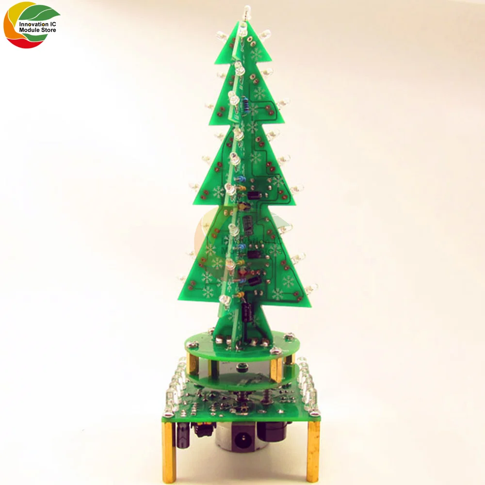 Lichter Bunte rotierende Musik Weihnachtsbaum Electeonic Kits 3D 7-Farben LED Atemlicht Kit Elektronisches DIY Fun Kit
